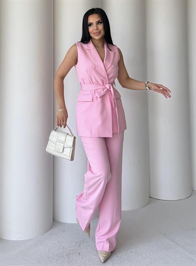 Katy İkili Yelekli Takım Pembe