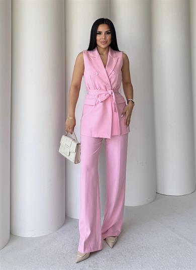 Katy İkili Yelekli Takım Pembe