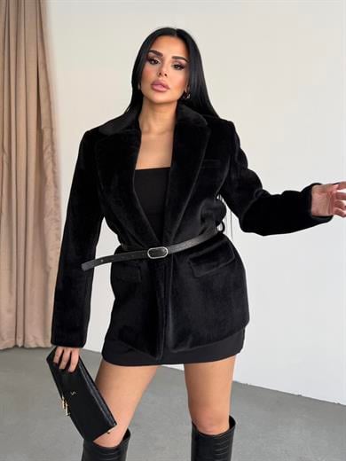 Klares Kemer Detaylı Blazer Ceket Siyah