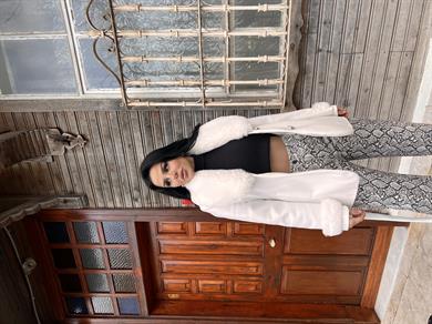 Klein Kürklü Kaşe Kaban Beyaz