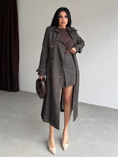 Kosiva Uzun Trenç Kahverengi