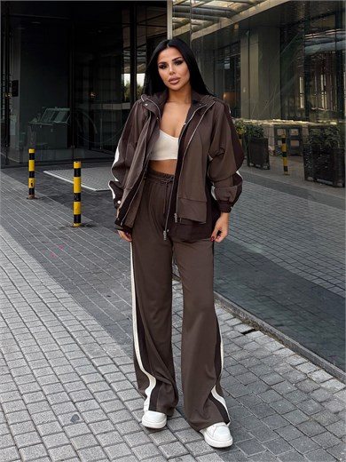 Lassy Paraşüt Detaylı Denim Takım Kahve
