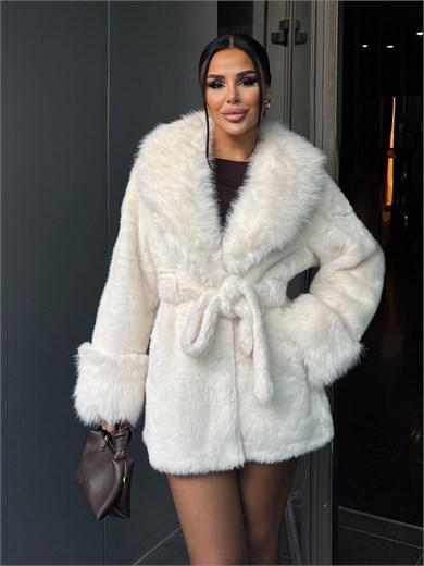 Laty İthal Angora Kürk Kısa Ekru