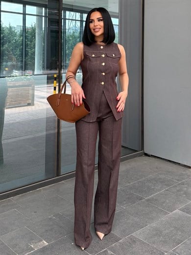 Lera Denim Takım Kahve