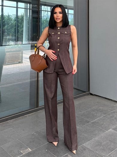 Lera Denim Takım Kahve