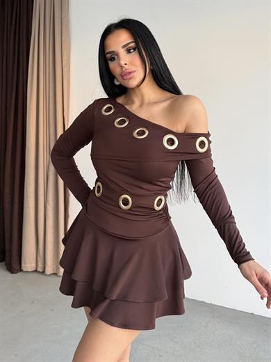 Lidyas Etekli Tasarım Takım Kahve