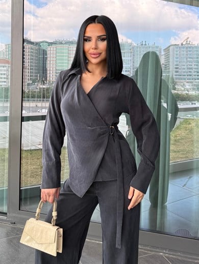 Linsa Gold Kemer Detaylı Takım Siyah