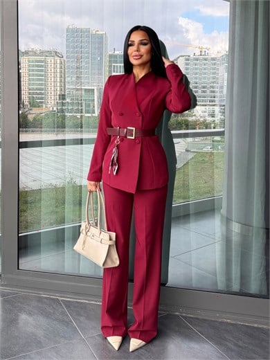 Livs Kemer Detaylı Takım Bordo
