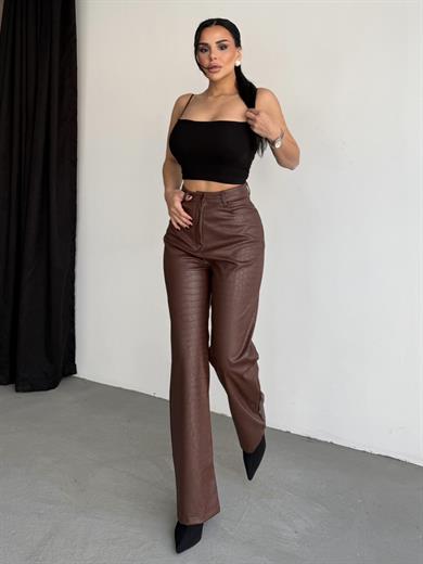 Lokia Deri Pantolon Kahve