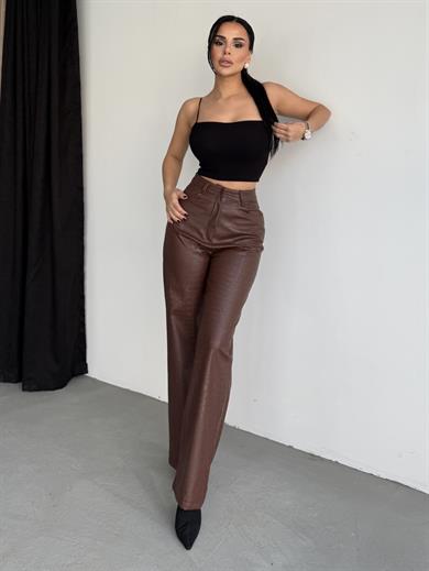 Lokia Deri Pantolon Kahve