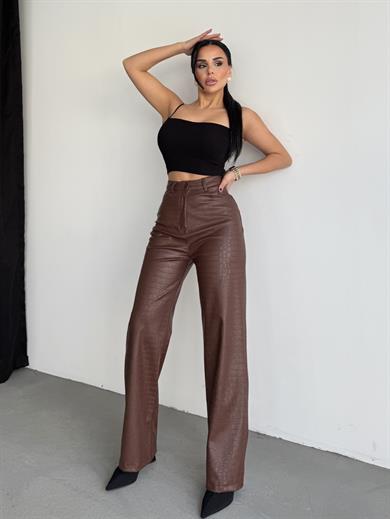 Lokia Deri Pantolon Kahve