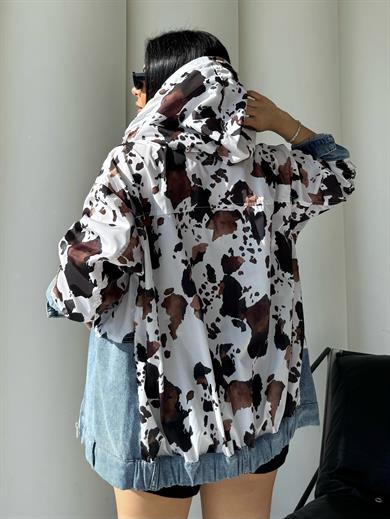 Lone Denim Detaylı Paraşüt Kapşonlu Ceket Mavi