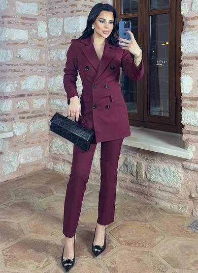 Look Klasik Ceketli Takım Bordo