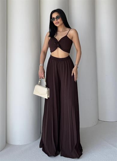 Loren Tasarım Crop Takım Kahve