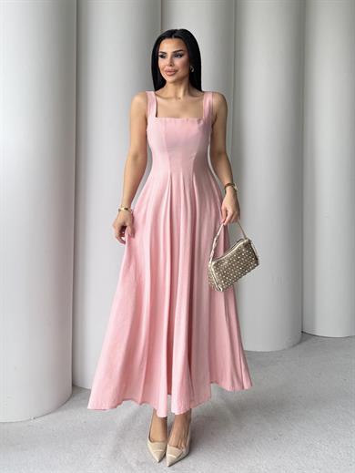 Lotus Midi Boy Elbise Pembe