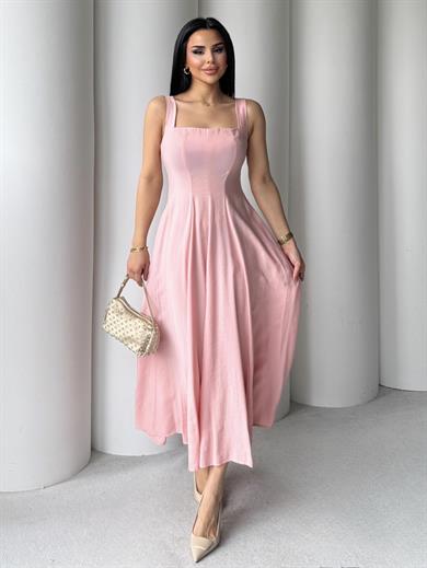 Lotus Midi Boy Elbise Pembe