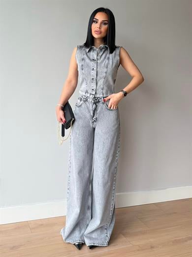 Madris İkili Denim Takım Gri
