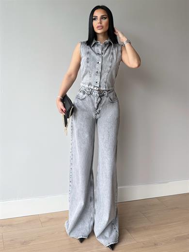 Madris İkili Denim Takım Gri