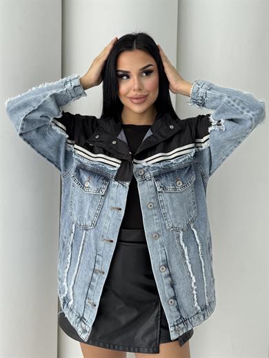 Malt Paraşüt Detaylı Denim Ceket Siyah