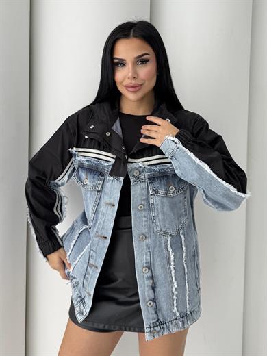 Malt Paraşüt Detaylı Denim Ceket Siyah