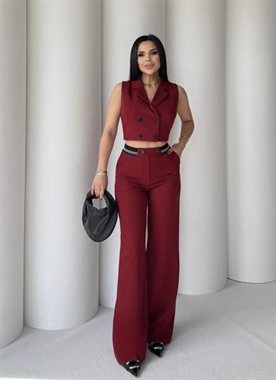 Marino Yelekli Tasarım Takım Bordo