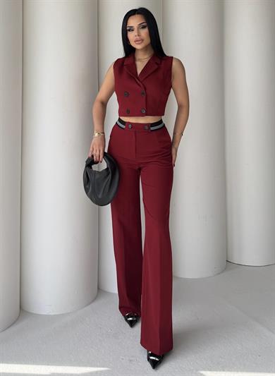 Marino Yelekli Tasarım Takım Bordo