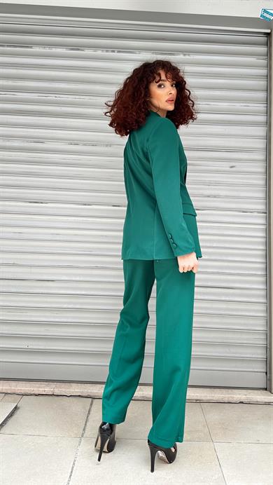 Melly Tek Düğmeli Ceket Takım Yeşil
