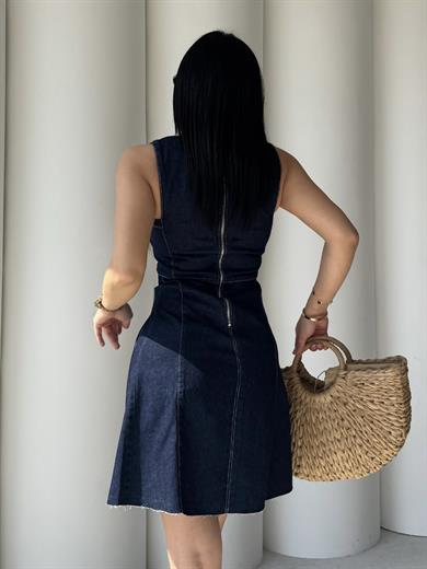 Mia Denim Elbise Lacivert