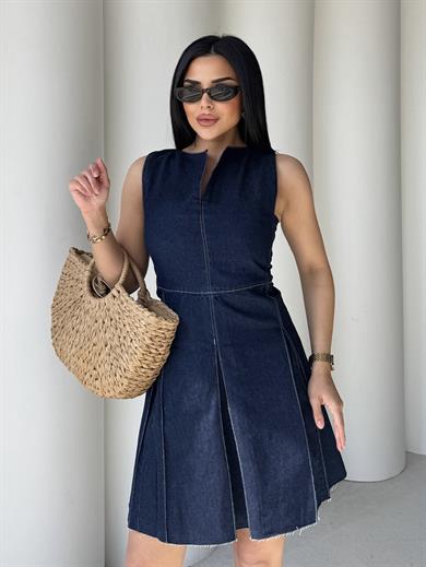 Mia Denim Elbise Lacivert