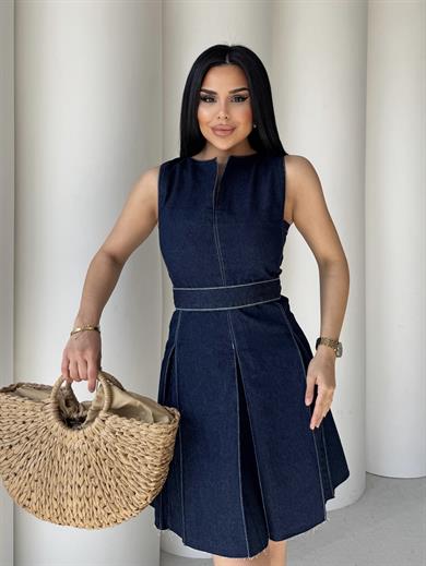 Mia Denim Elbise Lacivert