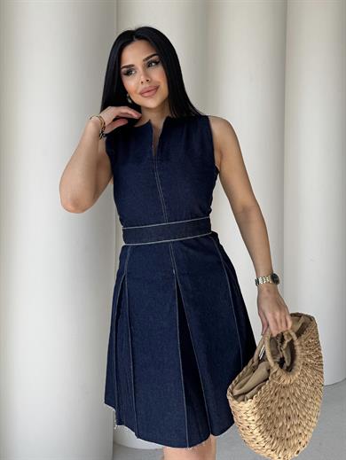 Mia Denim Elbise Lacivert