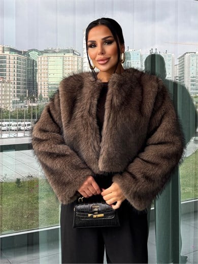 Minicos Crop Kürk Kırçıllı Vizon