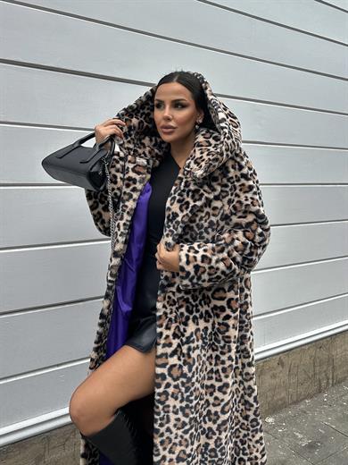 Mona İthal Tavşan Tüyü Kürk Leopar