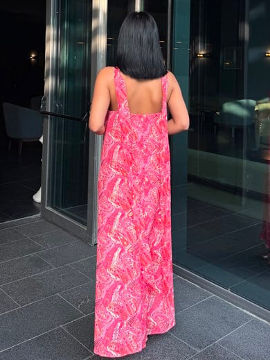 Natos Desenli Elbise Pembe