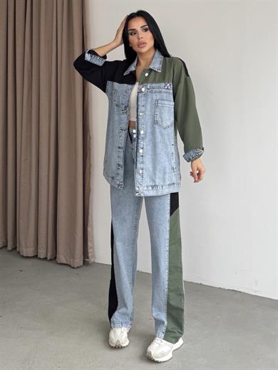 Nivans Paraşüt Detaylı Denim Takım Mavi