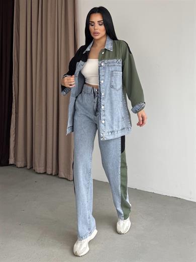 Nivans Paraşüt Detaylı Denim Takım Mavi