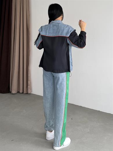 Noor Paraşüt Detaylı Denim Takım Lacivert