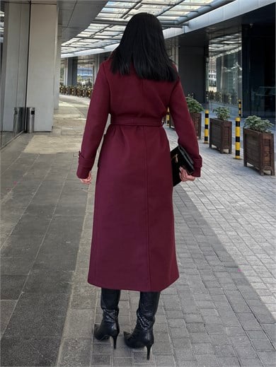 Nosser Kürk Yaka Detaylı Kaban Bordo
