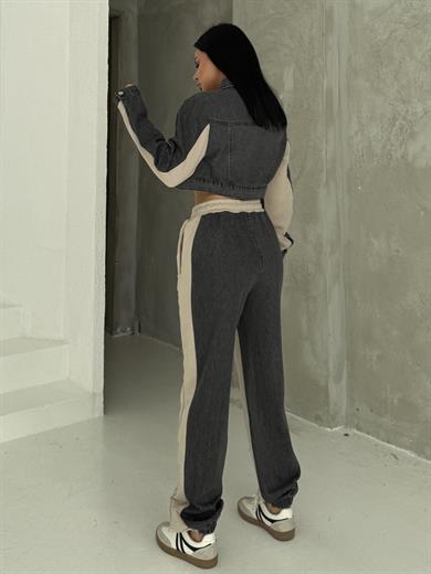 Oplica Denim Detaylı Takım Bej