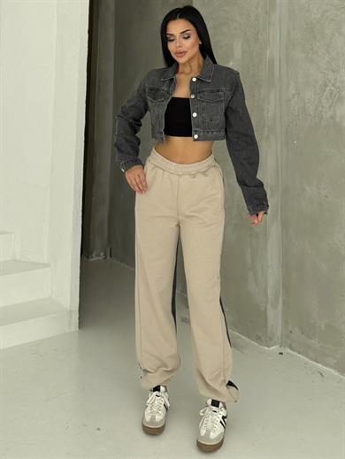 Oplica Denim Detaylı Takım Bej