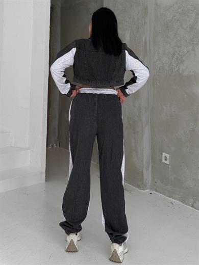 Oplica Denim Detaylı Takım Gri