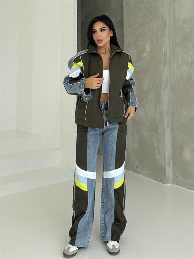 Otiga Denim Detaylı Paraşüt Takım Haki