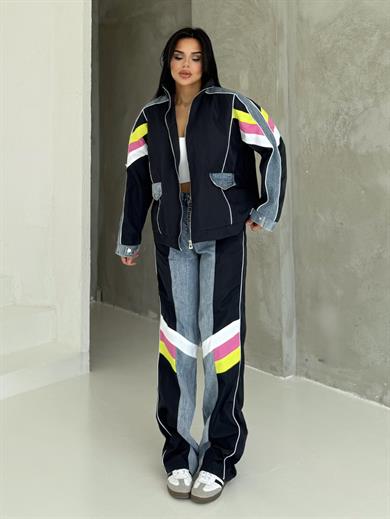 Otiga Denim Detaylı Paraşüt Takım Lacivert 
