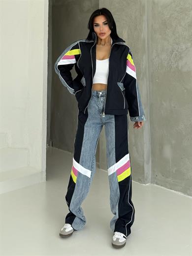 Otiga Denim Detaylı Paraşüt Takım Lacivert 