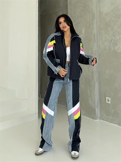 Otiga Denim Detaylı Paraşüt Takım Lacivert 