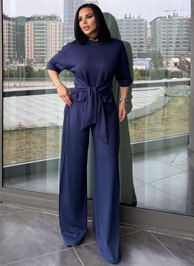 Pelina Bağlama Detaylı Modal Takım Lacivert