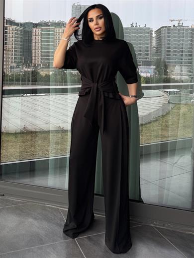 Pelina Bağlama Detaylı Modal Takım Siyah