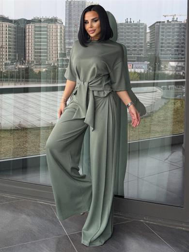 Pelina Bağlama Detaylı Modal Takım Yeşil