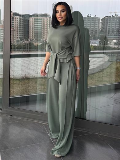 Pelina Bağlama Detaylı Modal Takım Yeşil