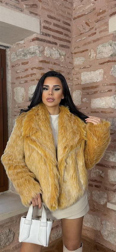 Pisa Kısa Kürk Kaban Acık Sarı